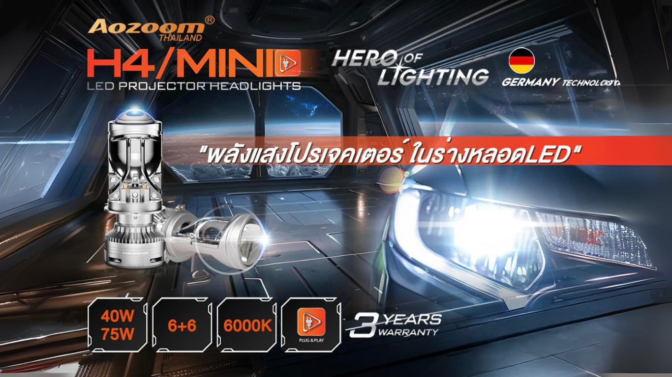 AOZOOM MINI H4 | หลอดไฟหน้า LED