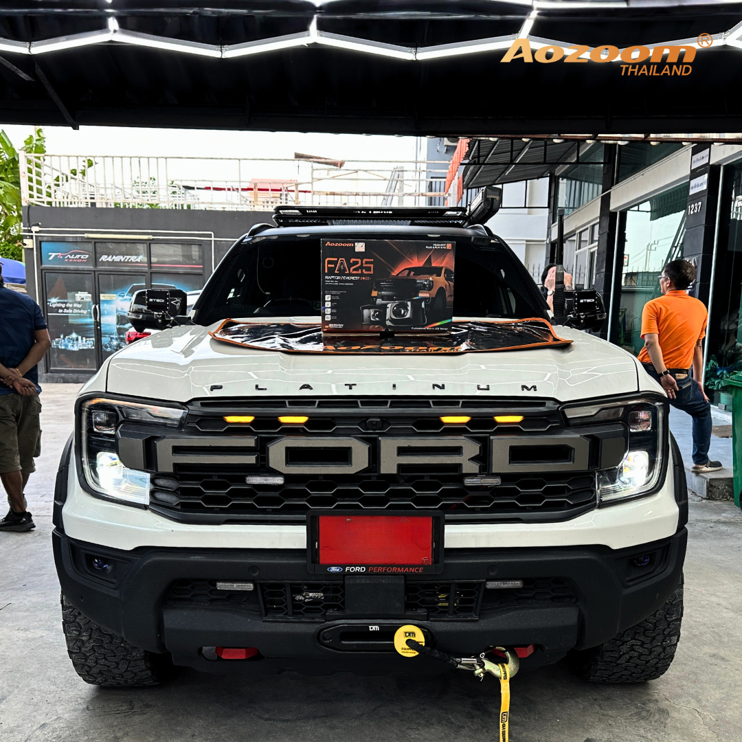 Ford Raptor 2025 ติดตั้งไฟหน้าโปรเจคเตอร์ตรงรุ่น AOZOOM FA25
