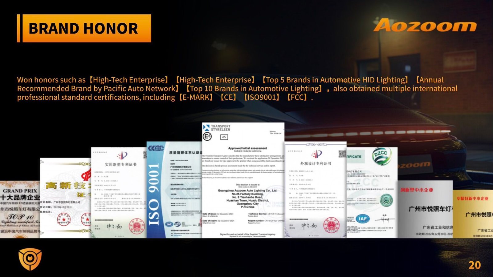 มาตรฐานระดับโลก ที่ยืนยันคุณภาพของ Aozoom Hero Of Lighting