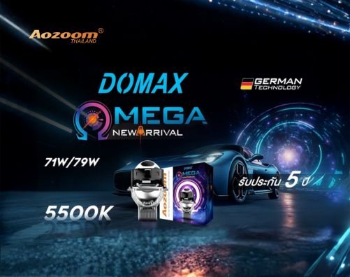 AOZOOM DOMAX OMEGA | โปรเจคเตอร์ Bi-Laser ที่พัฒนาเหนือทุกขีดจำกัดของแสงสว่างสำหรับรถยนต์ยุคใหม่