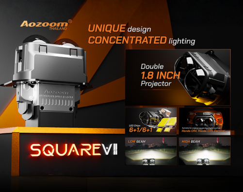 รีวิว AOZOOM SQUARE V2 | ไฟหน้าโปรเจคเตอร์ Bi-LED ที่เกิดมาเพื่อรถโคมแคบ โคมเหลี่ยม