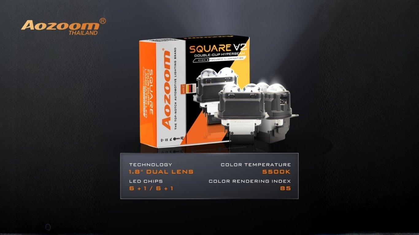 รีวิว AOZOOM SQUARE V2 | ไฟหน้าโปรเจคเตอร์ Bi-LED ที่เกิดมาเพื่อรถโคมแคบ โคมเหลี่ยม