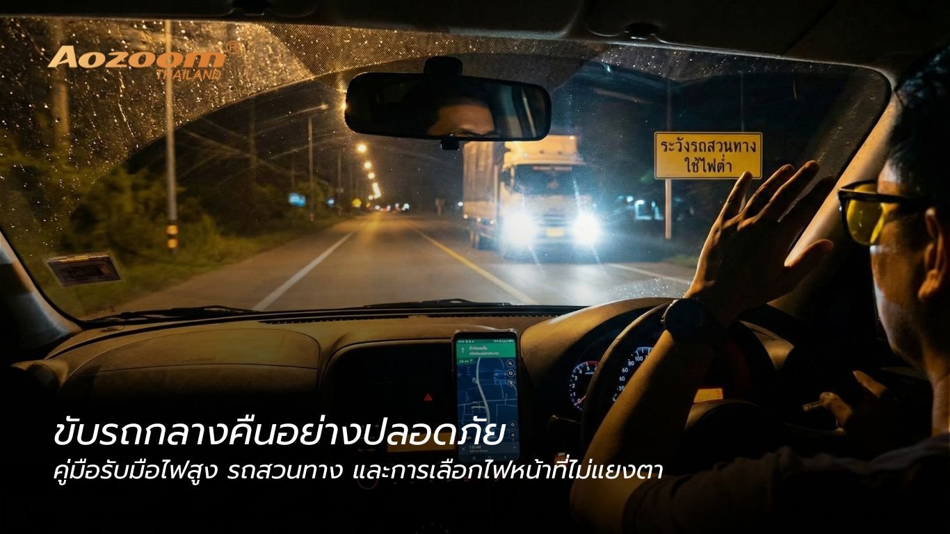 ขับรถกลางคืนอย่างปลอดภัย คู่มือรับมือไฟสูง รถสวนทาง และการเลือกไฟหน้าที่ไม่แยงตา