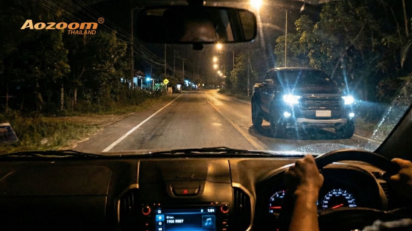 ขับรถกลางคืนอย่างปลอดภัย คู่มือรับมือไฟสูง รถสวนทาง และการเลือกไฟหน้าที่ไม่แยงตา