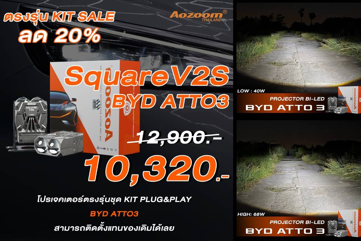 Aozoom KIT SALE-Aozoom Square V2S Aozoom KIT SALE ลด 20% ตลอดเมษายน! เจาะลึก 4 รุ่นไฟหน้าตรงรุ่น Plug & Play สว่างจบ ประกันไม่ขาด